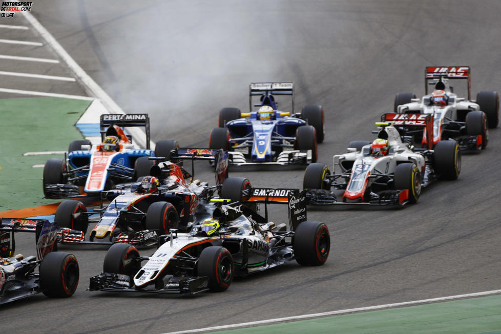 Sergio Perez (Force India), Daniil Kwjat (Toro Rosso) und Pascal Wehrlein (Manor) 