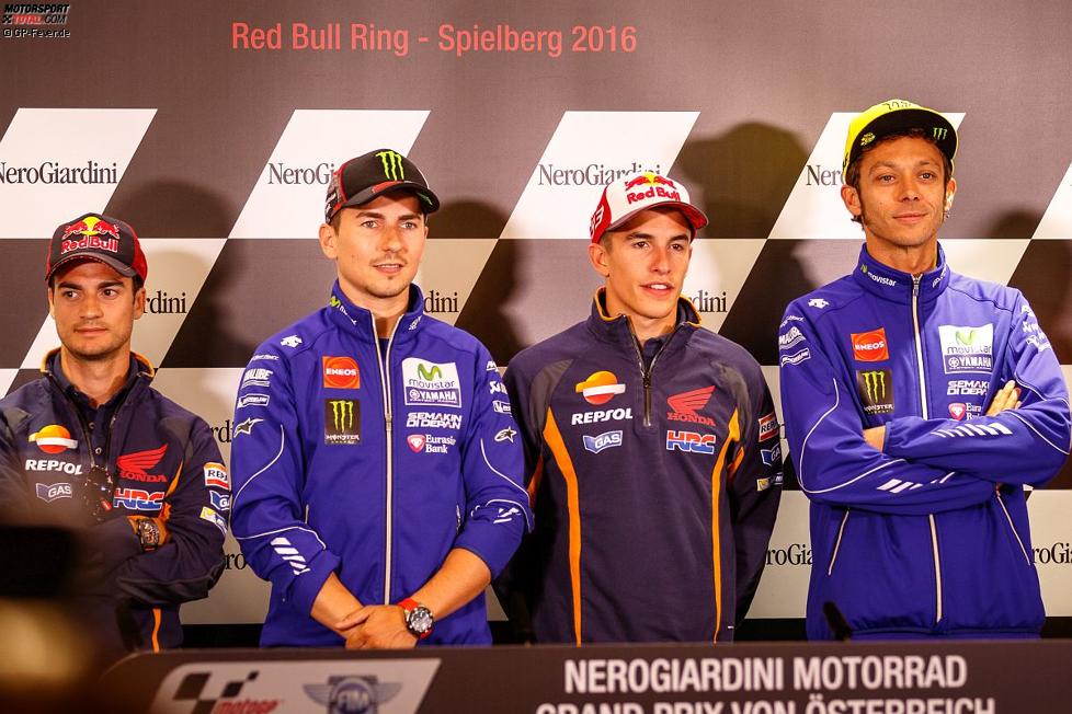 Daniel Pedrosa, Jorge Lorenzo Marc Marquez und Valentino Rossi 