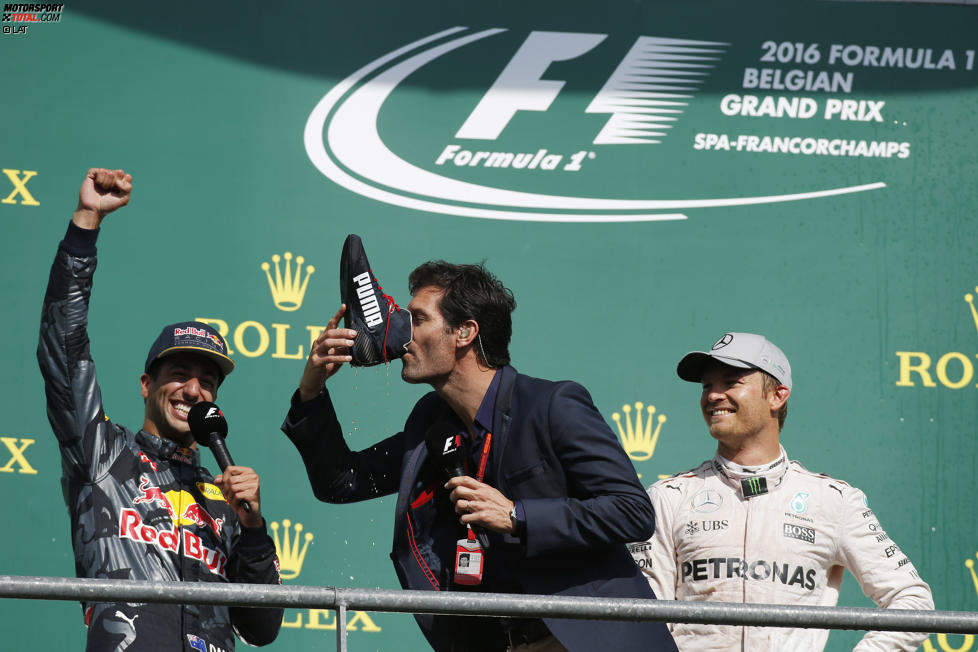 Mark Webber, Daniel Ricciardo (Red Bull) und Nico Rosberg (Mercedes) 