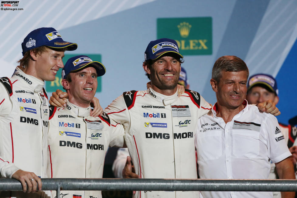 Brendon Hartley, Timo Bernhard und Mark Webber 