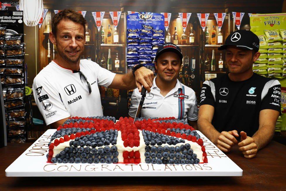 Jenson Button (McLaren), Felipe Massa (Williams) und Nico Rosberg (Mercedes) 