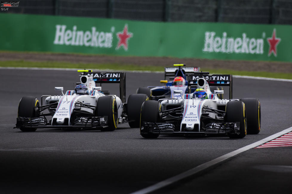 Felipe Massa (Williams), Valtteri Bottas (Williams) und Felipe Nasr (Sauber) 