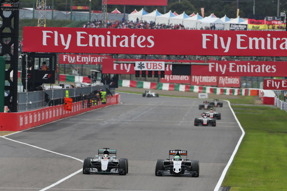 Lewis Hamilton (Mercedes) und Nico Hülkenberg (Force India) 