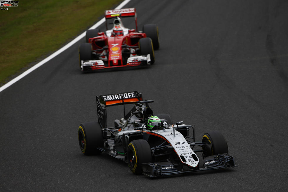 Nico Hülkenberg (Force India) und Kimi Räikkönen (Ferrari) 