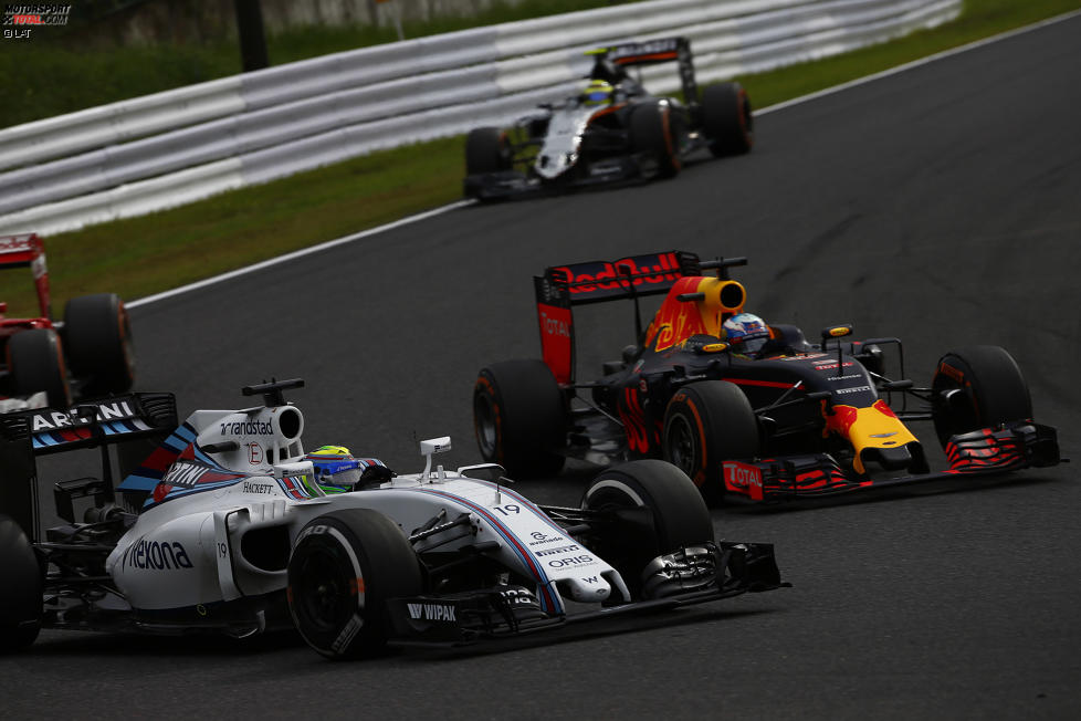 Felipe Massa (Williams), Daniel Ricciardo (Red Bull) und Sergio Perez (Force India) 