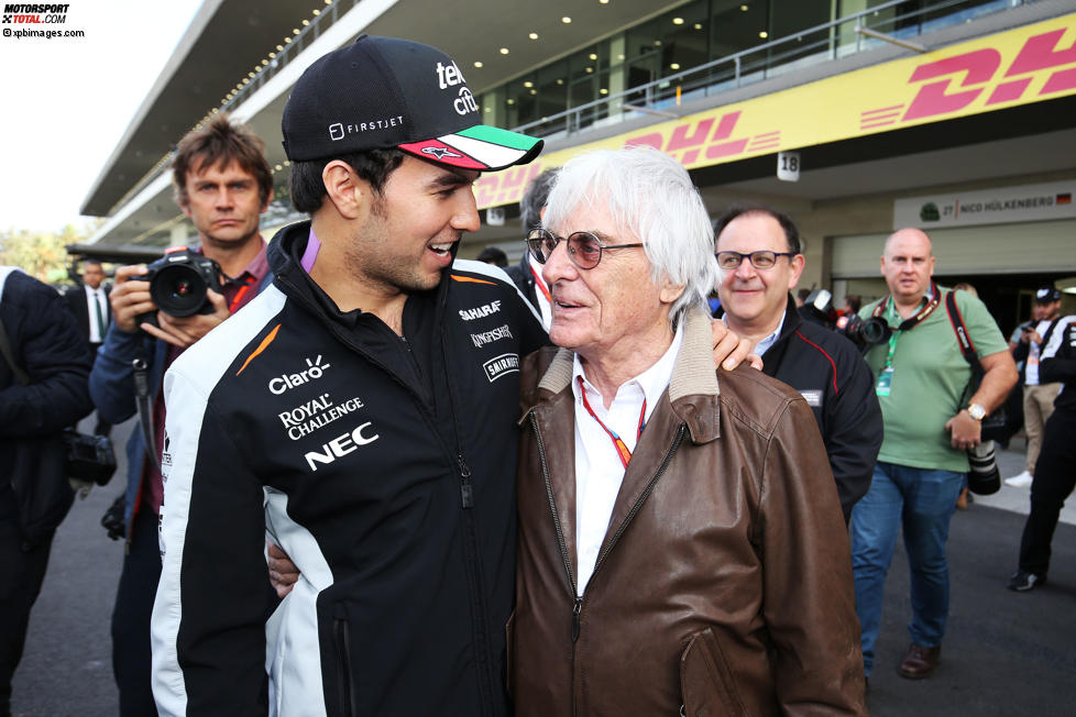Sergio Perez (Force India) und Bernie Ecclestone 