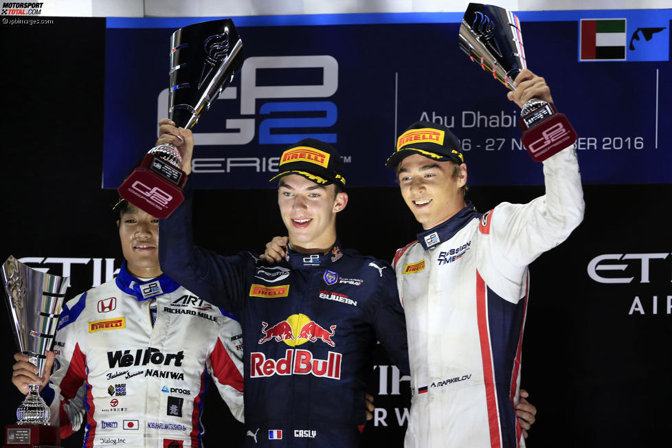 Pierre Gasly (Prema), Nobuharu Matsushita und Artjom Markelow (Russian Time) 