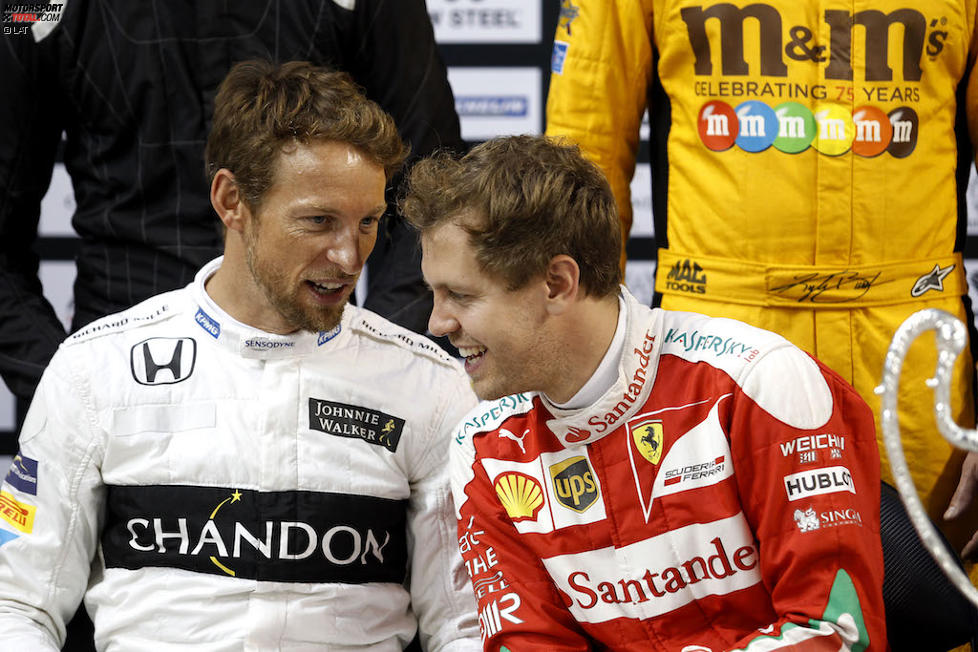 Jenson Button und Sebastian Vettel (Ferrari) 