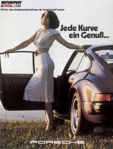 Porsche wirbt in den 1970er Jahren mit weiblichen Reizen.
