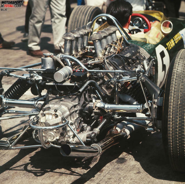 Großbritannien Grand Prix 1967: der Ford-Cosworth DFV im Heck des Lotus 49 von Jim Clark Großbritannien Grand Prix 1967: der Ford-Cosworth DFV im Heck des Lotus 49 von Jim Clark