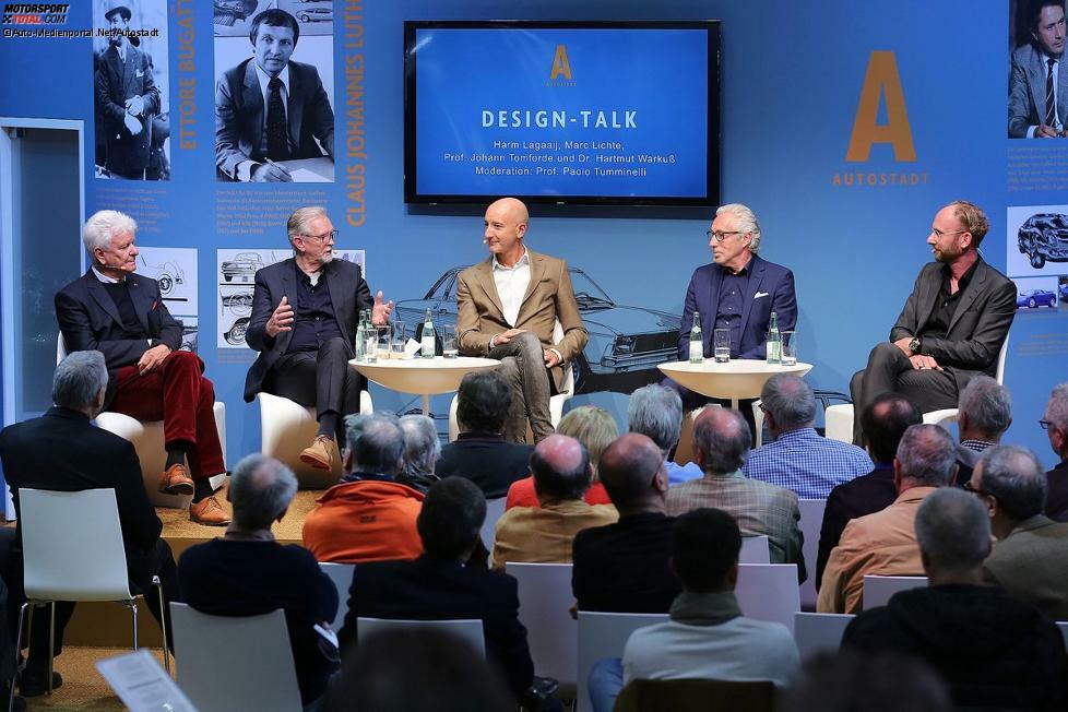 Techno-Classica 2017: Design Talk der Autostadt – Hartmut Warkuß, Harm Lagaaij, Paolo Tumminelli, Johann Tomforde, Marc Lichte (v.l.n.r.).