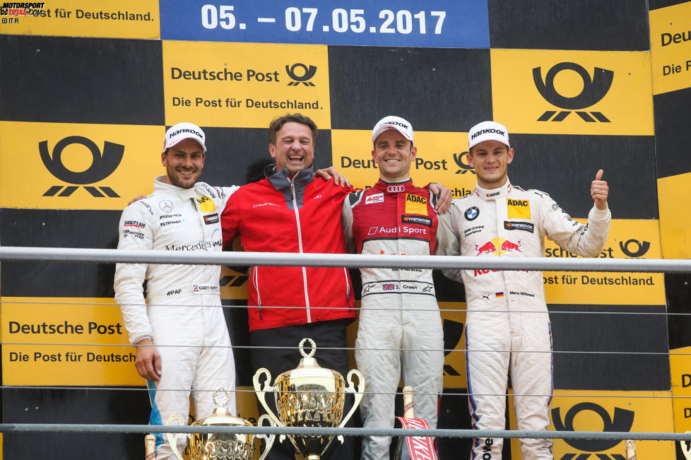 Jamie Green (Rosberg-Audi), Gary Paffett (HWA-Mercedes) und Marco Wittmann (RMG-BMW) 