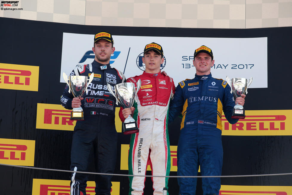 Charles Leclerc (Prema), Luca Ghiotto (Russian Time) und Oliver Rowland (DAMS) 