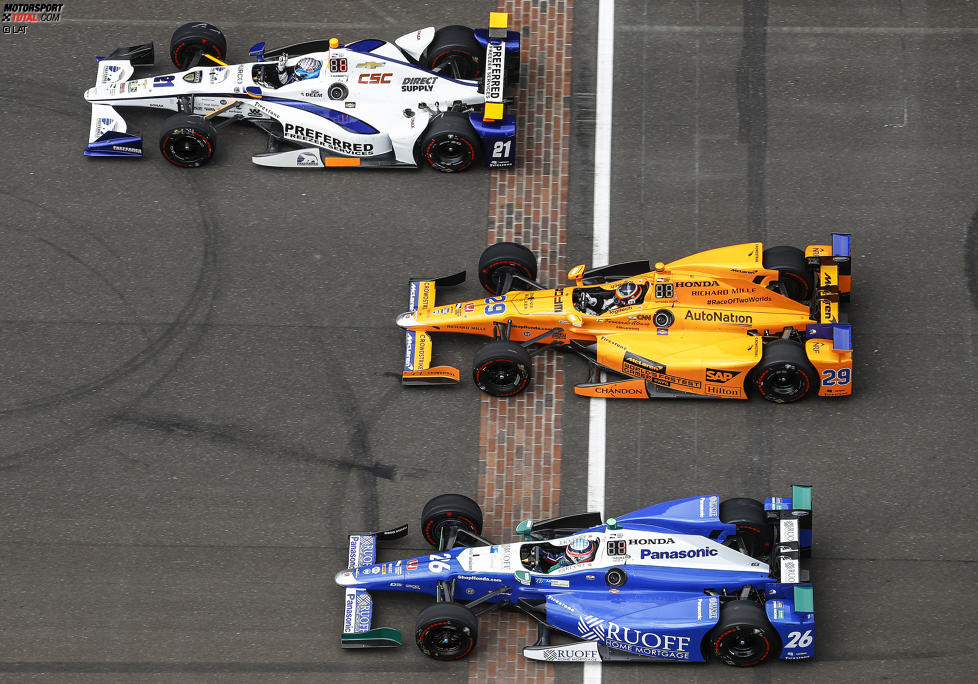 Ed Carpenter (Carpenter), Fernando Alonso (Andretti) und Takuma Sato (Andretti) 