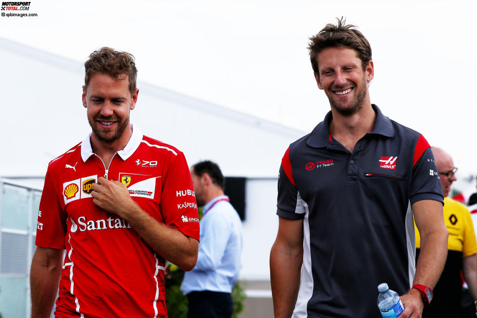 Sebastian Vettel (Ferrari) und Romain Grosjean (Haas) 