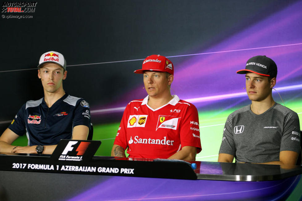 Daniil Kwjat (Toro Rosso), Stoffel Vandoorne (McLaren) und Kimi Räikkönen (Ferrari) 