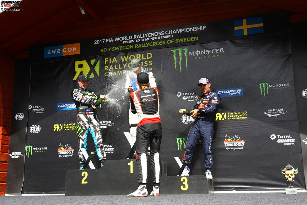 Andreas Bakkerud, Johan Kristoffersson und Sebastien Loeb 