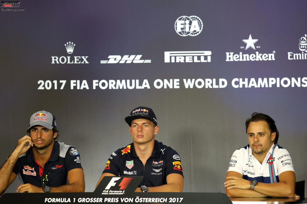 Carlos Sainz (Toro Rosso), Max Verstappen (Red Bull) und Felipe Massa (Williams) 