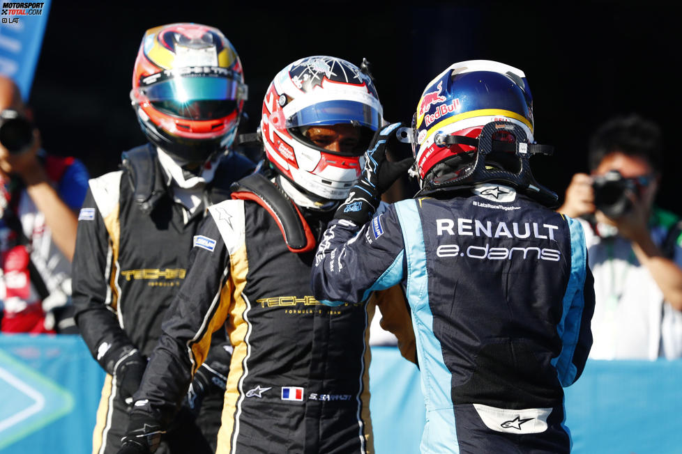 Sebastien Buemi (Renault e.dams), Jean-Eric Vergne und Stephane Sarrazin (Techeetah) 