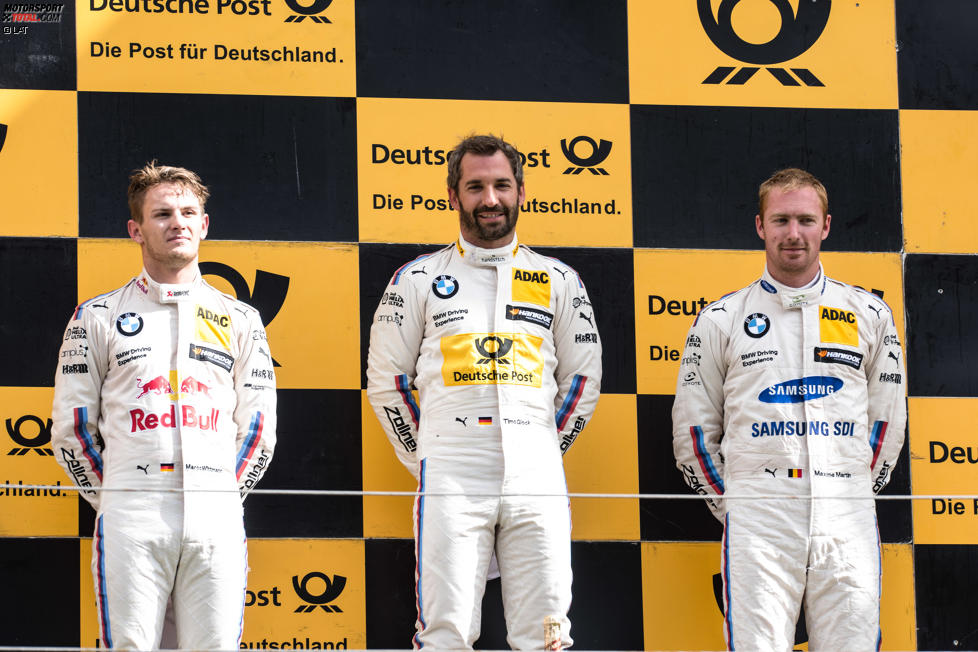 Timo Glock (RMG-BMW), Marco Wittmann (RMG-BMW) und Maxime Martin (RBM-BMW) 