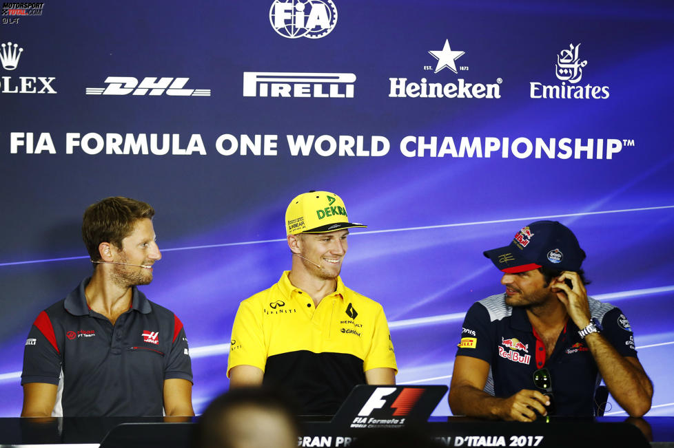 Romain Grosjean (Haas), Nico Hülkenberg (Renault) und Carlos Sainz (Toro Rosso) 