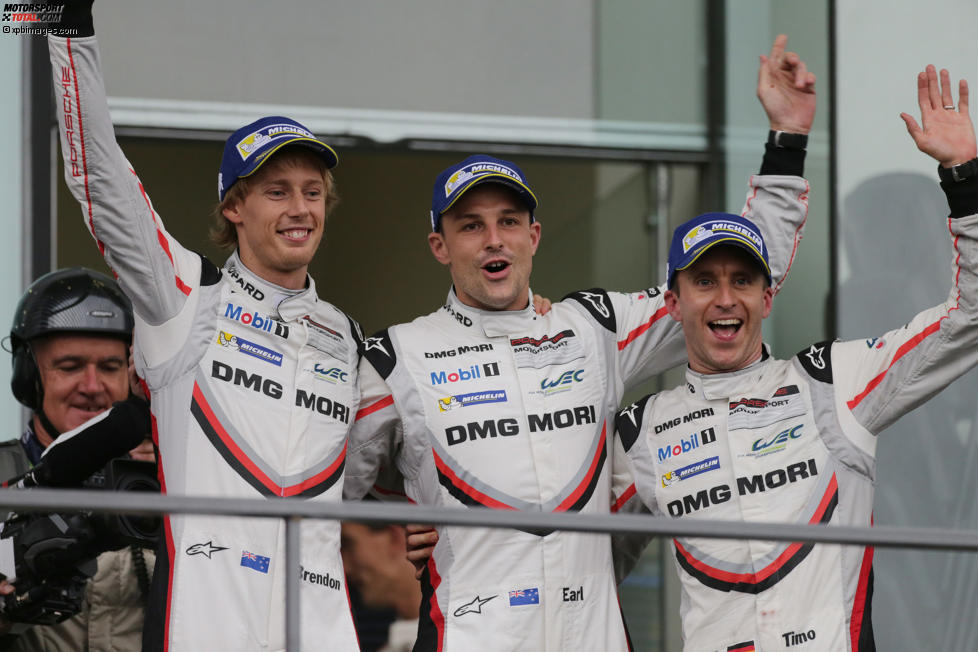 Brendon Hartley, Earl Bamber und Timo Bernhard 