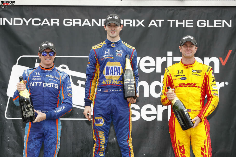 Scott Dixon (Ganassi), Alexander Rossi (Andretti) und Ryan Hunter-Reay (Andretti) 