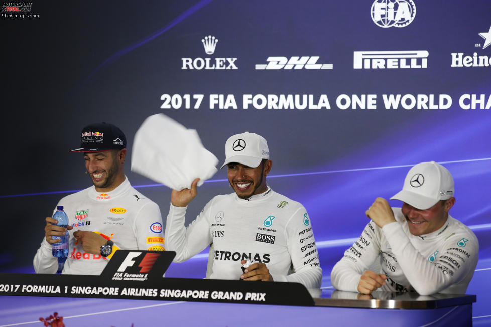Daniel Ricciardo (Red Bull), Lewis Hamilton (Mercedes) und Valtteri Bottas (Mercedes) 