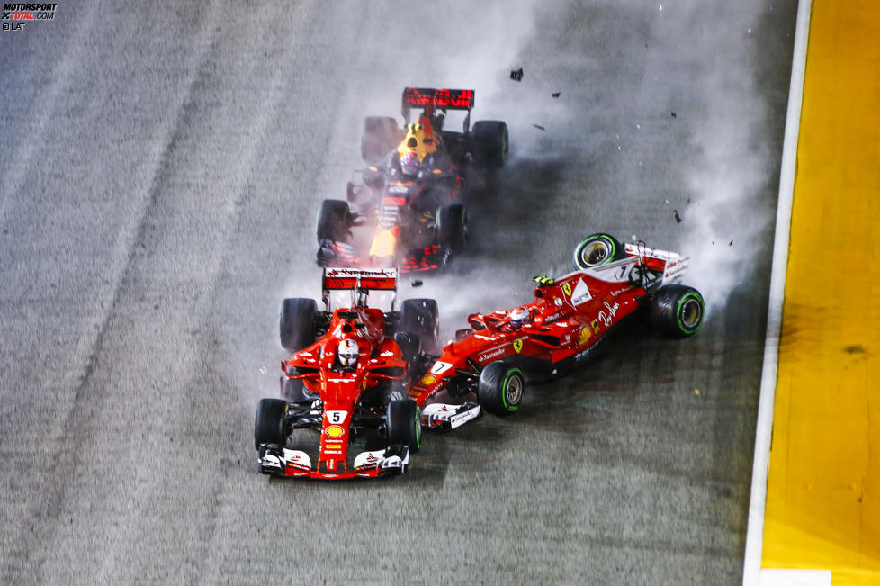 Sebastian Vettel (Ferrari), Max Verstappen (Red Bull) und Kimi Räikkönen (Ferrari) 