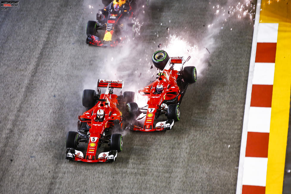 Sebastian Vettel (Ferrari), Max Verstappen (Red Bull) und Kimi Räikkönen (Ferrari) 