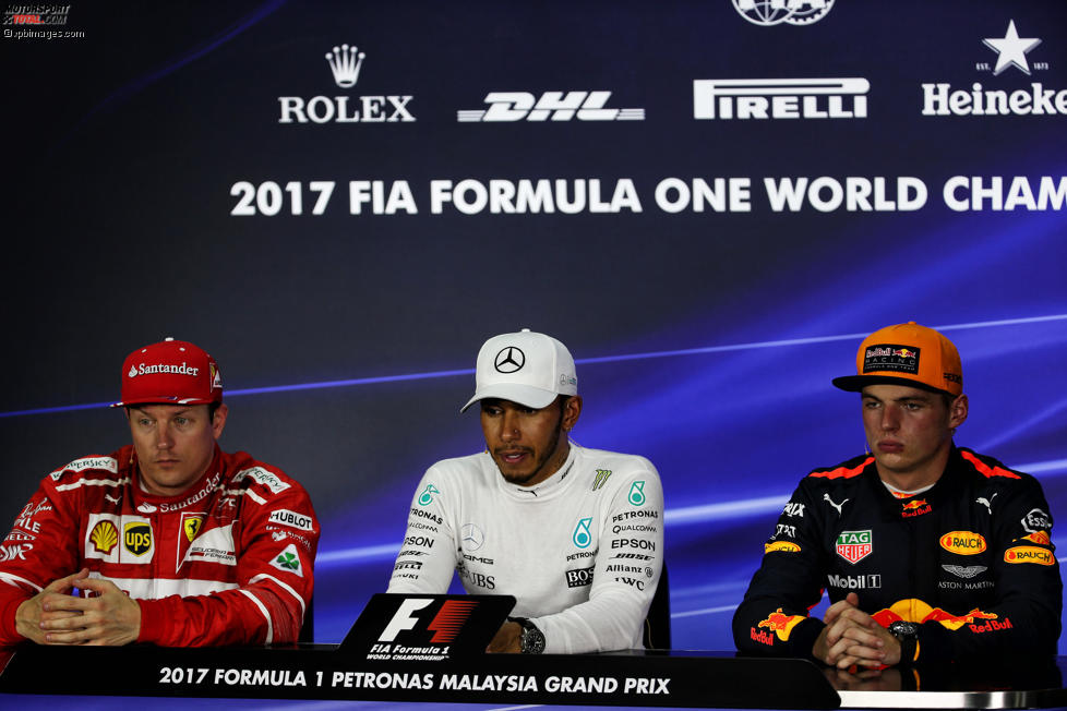 Lewis Hamilton (Mercedes), Max Verstappen (Red Bull) und Kimi Räikkönen (Ferrari) 