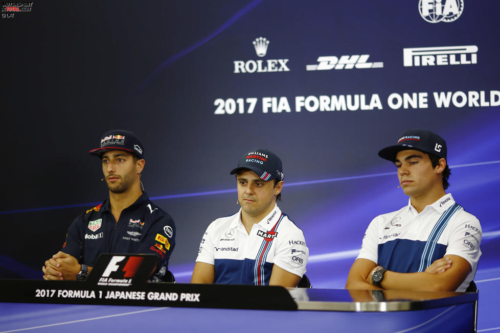 Daniel Ricciardo (Red Bull), Felipe Massa (Williams) und Lance Stroll (Williams) 