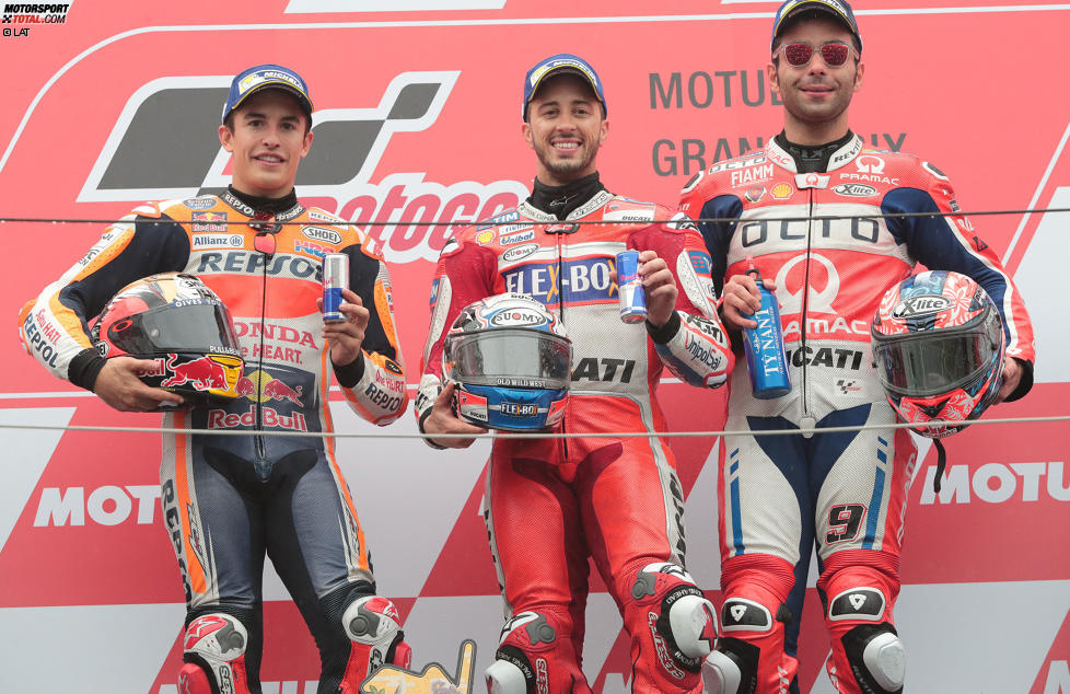 Andrea Dovizioso (Ducati), Marc Marquez (Honda) und Danilo Petrucci (Pramac) 