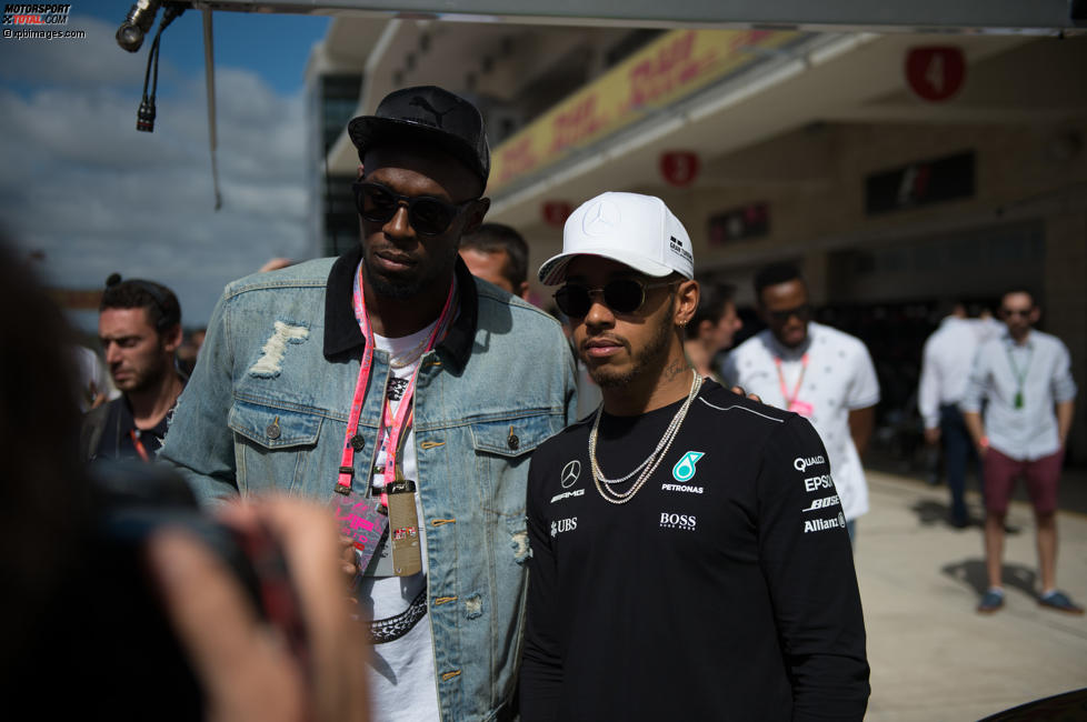 Lewis Hamilton (Mercedes) mit Usain Bolt
