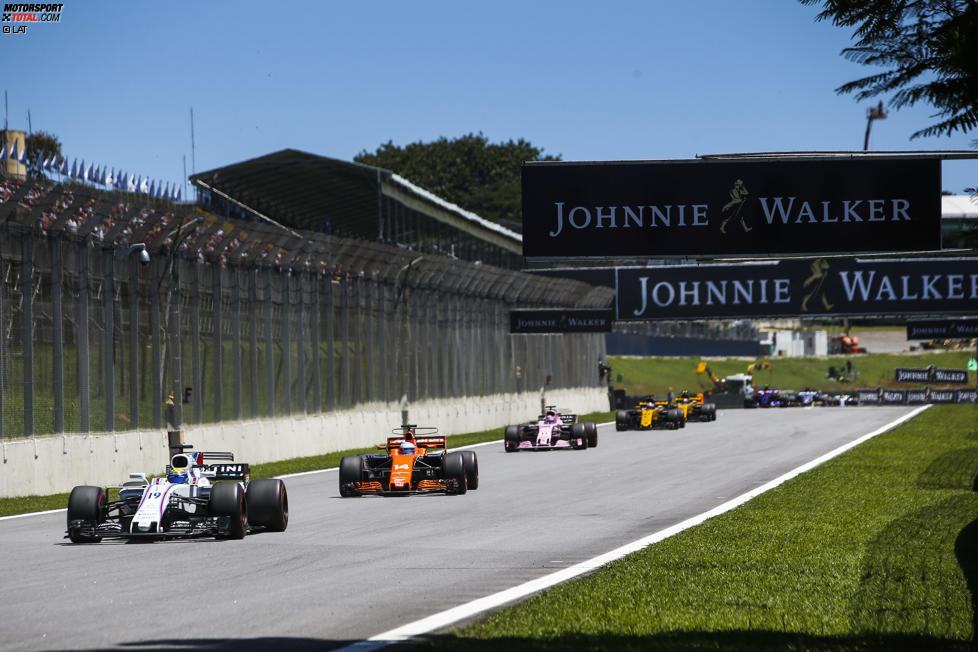 Felipe Massa (Williams), Fernando Alonso (McLaren) und Sergio Perez (Force India) 