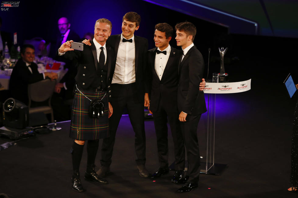 David Coulthard, George Russell, Lando Norris und Charles Leclerc 