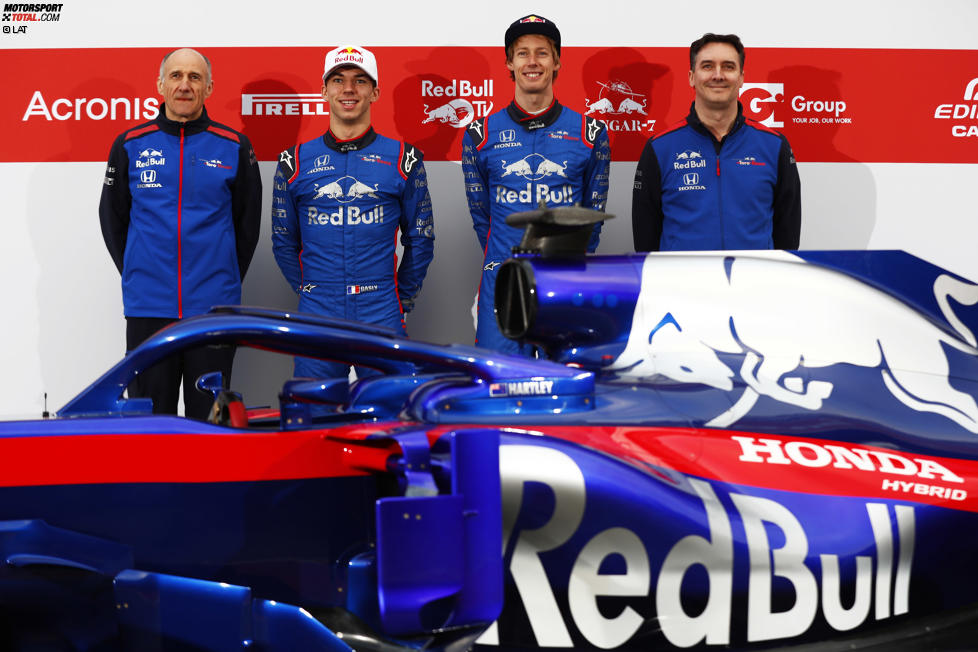 Franz Tost, Pierre Gasly (Toro Rosso), Brendon Hartley (Toro Rosso) und James Key 