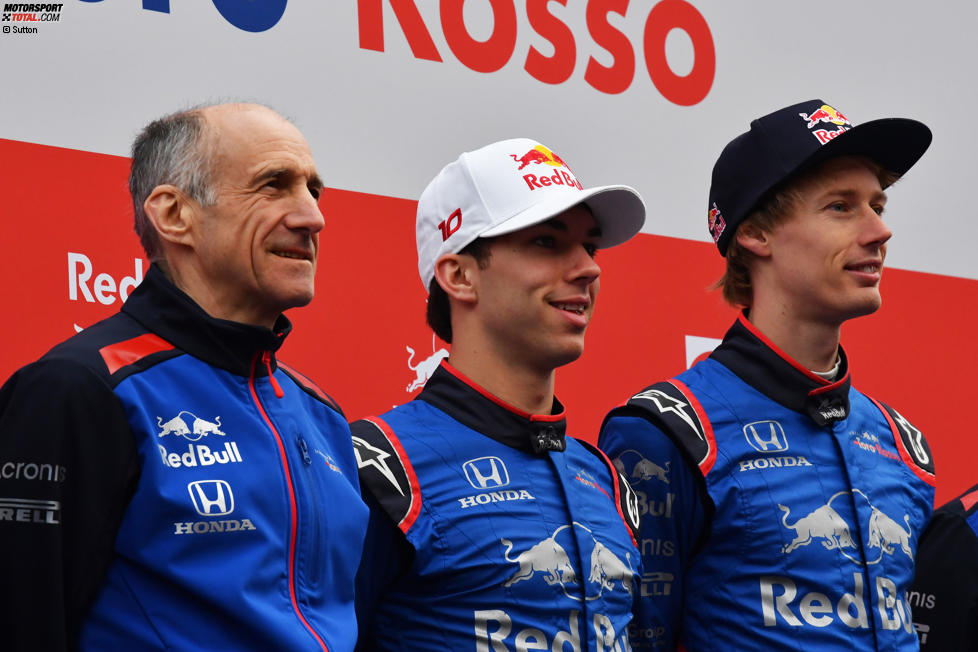 Franz Tost, Pierre Gasly (Toro Rosso) und Brendon Hartley (Toro Rosso) 