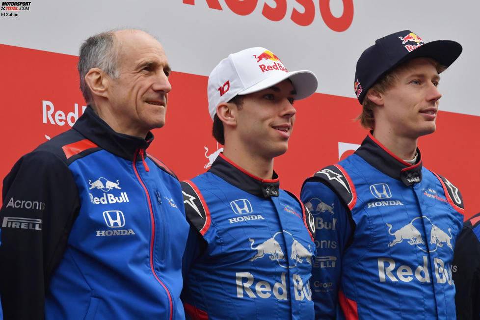 Franz Tost, Pierre Gasly (Toro Rosso) und Brendon Hartley (Toro Rosso) 