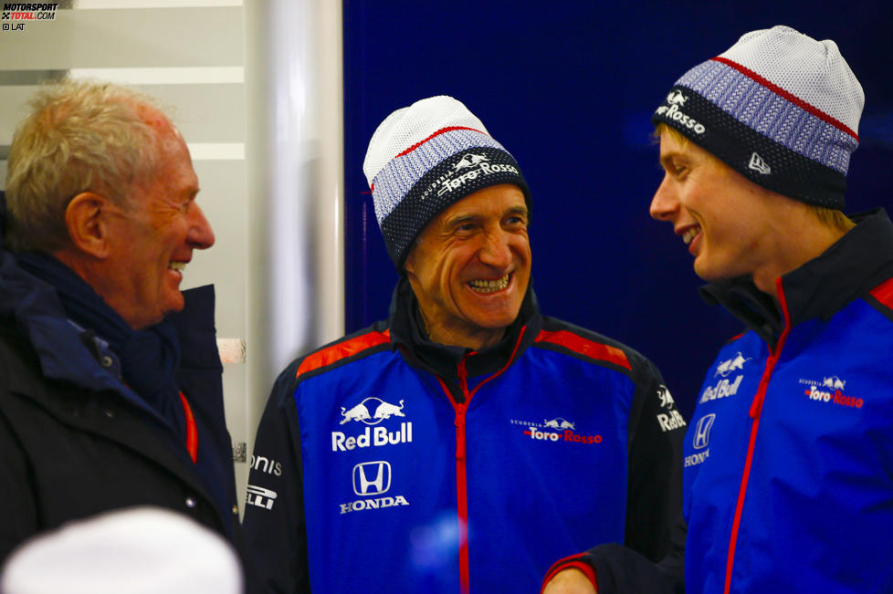 Helmut Marko, Franz Tost und Brendon Hartley (Toro Rosso) 