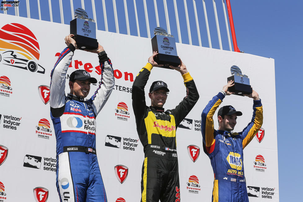 Sebastien Bourdais (Coyne), Graham Rahal (Rahal) und Alexander Rossi (Andretti) 