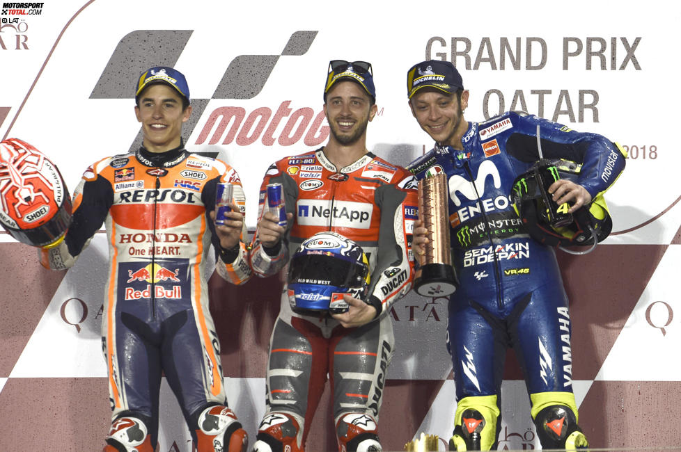 Marc Marquez, Andrea Dovizioso und Valentino Rossi 