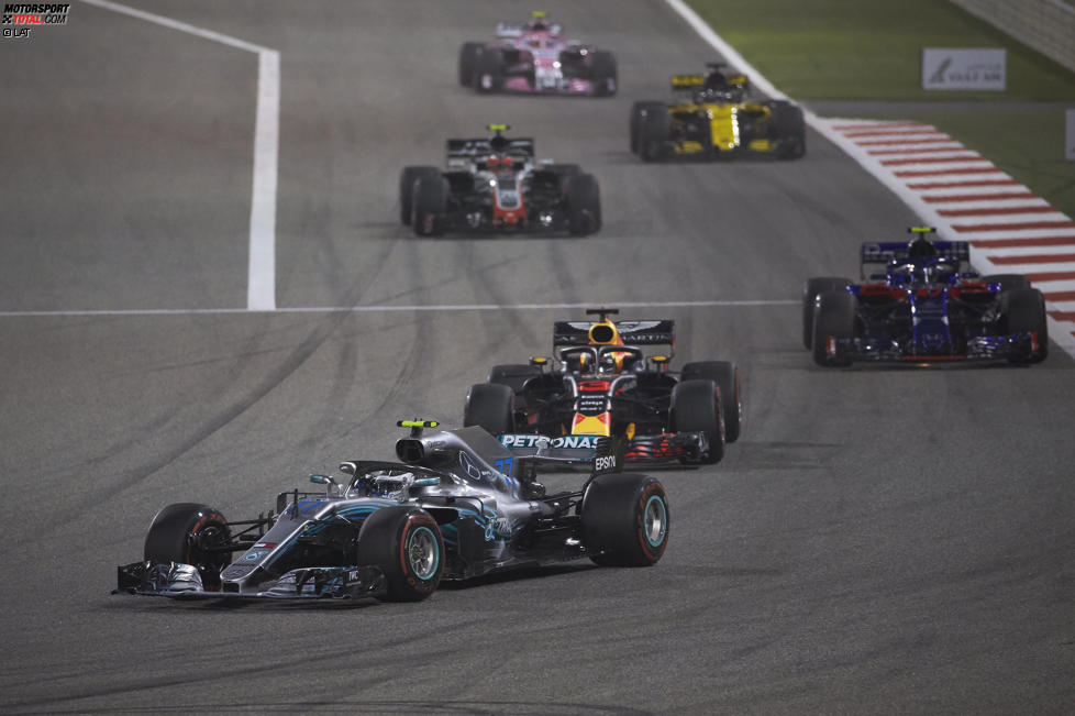 Valtteri Bottas (Mercedes), Daniel Ricciardo (Red Bull), Pierre Gasly (Toro Rosso), Kevin Magnussen (Haas) und Nico Hülkenberg (Renault) 