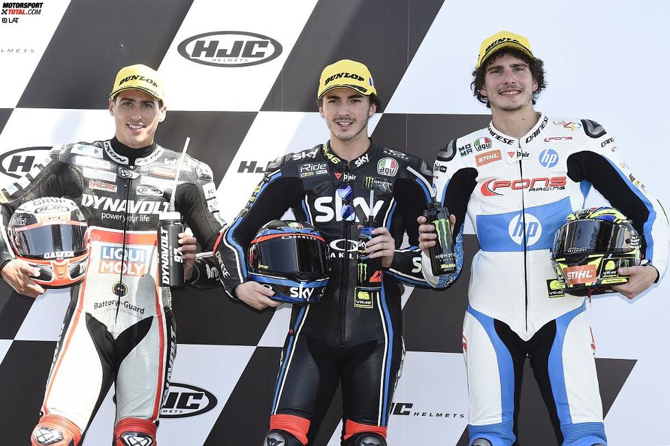 Xavi Vierge (Intact GP), Francesco Bagnaia (VR46) und Lorenzo Baldassarri (Pons) 