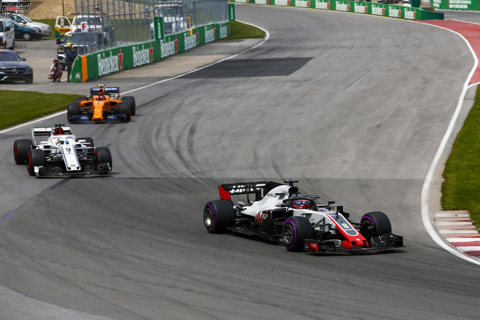 Romain Grosjean (Haas), Marcus Ericsson (Sauber) und Stoffel Vandoorne (McLaren) 