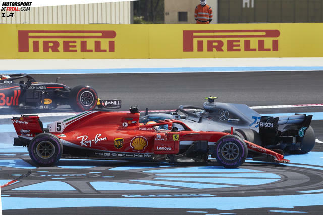 Die Kollision zwischen Sebastian Vettel und Valtteri Bottas sorgt für Diskussionen. Jetzt durch die Fotosequenz klicken!