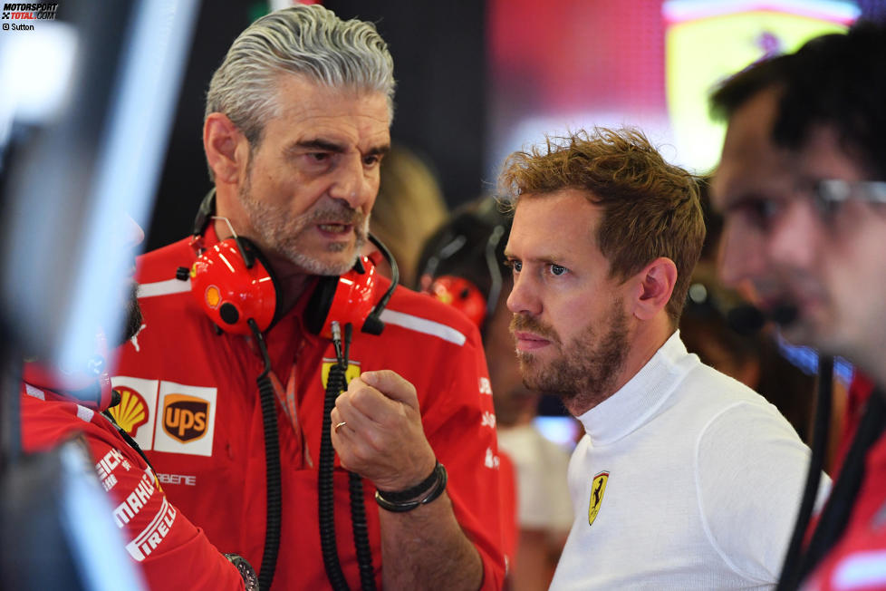 Sebastian Vettel (Ferrari) und Maurizio Arrivabene 