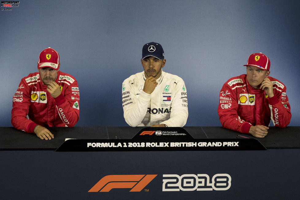 Sebastian Vettel (Ferrari), Lewis Hamilton (Mercedes) und Kimi Räikkönen (Ferrari) 