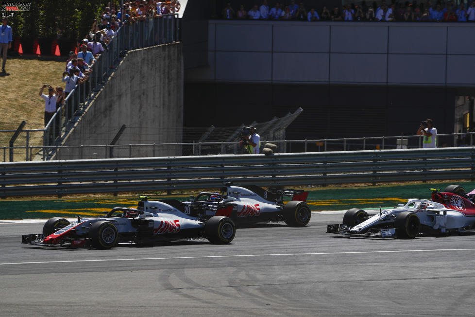 Kevin Magnussen (Haas), Romain Grosjean (Haas) und Charles Leclerc (Sauber) 