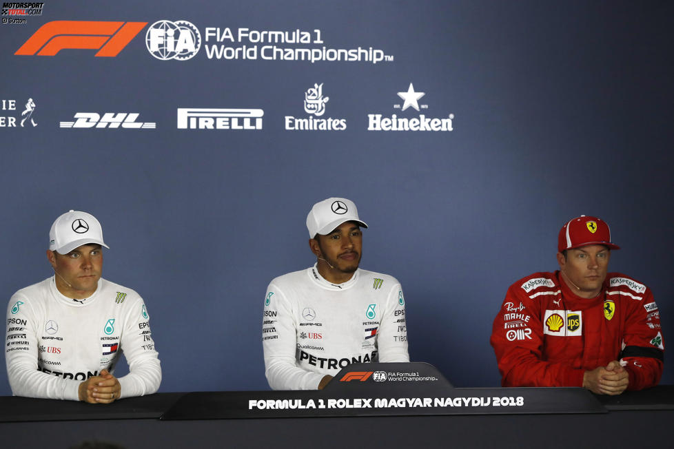 Valtteri Bottas (Mercedes), Lewis Hamilton (Mercedes) und Kimi Räikkönen (Ferrari) 